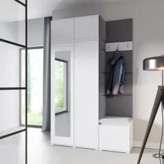  Blum 20 kárpitozott előszobafal tükörrel, fehér - szürke 15