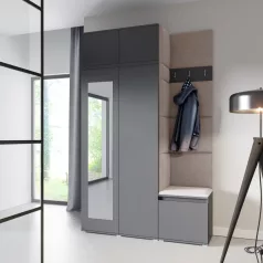   Blum 20 kárpitozott előszobafal tükörrel, grafit - barna 05