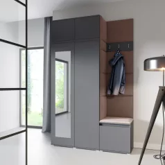   Blum 20 kárpitozott előszobafal tükörrel, grafit - barna 07