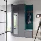 Blum 20 kárpitozott előszobafal tükörrel, grafit - sötétzöld 28 - egyedi