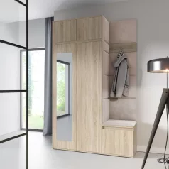   Blum 20 kárpitozott előszobafal tükörrel, sonoma - bézs 02