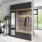 Blum 21 kárpitozott előszobafal tükörrel, artisan/fekete - barna 05