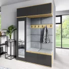 Blum 21 kárpitozott előszobafal tükörrel, artisan/fekete - szürke 14
