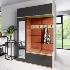 Blum 21 kárpitozott előszobafal tükörrel, artisan/fekete - narancssárga 25 - egyedi