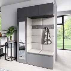   Blum 21 kárpitozott előszobafal tükörrel, grafit - krém 01