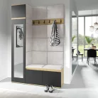 Blum 22 kárpitozott előszobafal tükörrel, artisan/fekete - krém 01