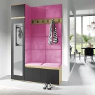 Blum 22 kárpitozott előszobafal tükörrel, artisan/fekete - pink 10 - egyedi