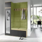 Blum 22 kárpitozott előszobafal tükörrel, artisan/fekete - zöld 12 - egyedi