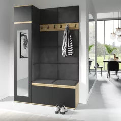   Blum 22 kárpitozott előszobafal tükörrel, artisan/fekete - szürke 15