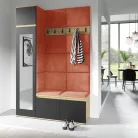 Blum 22 kárpitozott előszobafal tükörrel, artisan/fekete - narancssárga 17 - egyedi