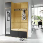 Blum 22 kárpitozott előszobafal tükörrel, artisan/fekete - sárga 18 - egyedi