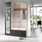 Blum 22 kárpitozott előszobafal tükörrel, artisan/fekete - rózsaszín 19 - egyedi