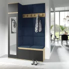 Blum 22 kárpitozott előszobafal tükörrel, artisan/fekete - sötétkék 30 - egyedi