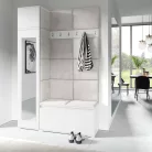 Blum 22 kárpitozott előszobafal tükörrel, fehér - krém 01