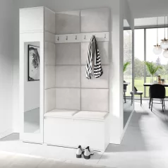   Blum 22 kárpitozott előszobafal tükörrel, fehér - krém 01