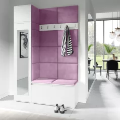   Blum 22 kárpitozott előszobafal tükörrel, fehér - lila 11 - egyedi