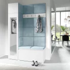 Blum 22 kárpitozott előszobafal tükörrel, fehér - aqua 22 - egyedi