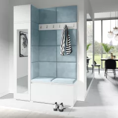   Blum 22 kárpitozott előszobafal tükörrel, fehér - aqua 22 - egyedi