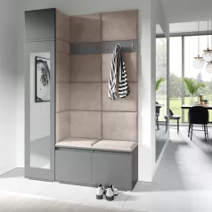   Blum 22 kárpitozott előszobafal tükörrel, grafit - barna 05