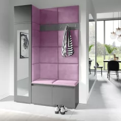   Blum 22 kárpitozott előszobafal tükörrel, grafit - lila 11 - egyedi