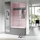 Blum 22 kárpitozott előszobafal tükörrel, grafit - rózsaszín 19 - egyedi