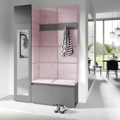   Blum 22 kárpitozott előszobafal tükörrel, grafit - rózsaszín 19 - egyedi