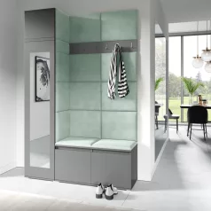   Blum 22 kárpitozott előszobafal tükörrel, grafit - menta 21 - egyedi