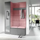 Blum 22 kárpitozott előszobafal tükörrel, grafit - rózsaszín 23 - egyedi