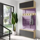 Blum 23 kárpitozott előszobafal, artisan/fekete - lila 11 - egyedi