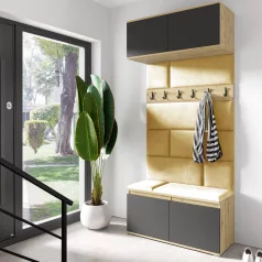   Blum 23 kárpitozott előszobafal, artisan/fekete - sárga 18 - egyedi