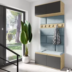   Blum 23 kárpitozott előszobafal, artisan/fekete - aqua 22 - egyedi
