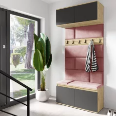   Blum 23 kárpitozott előszobafal, artisan/fekete - rózsaszín 23 - egyedi