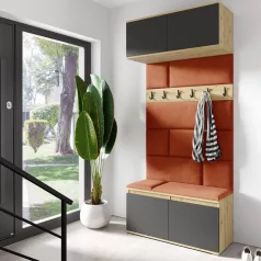   Blum 23 kárpitozott előszobafal, artisan/fekete - narancssárga 25 - egyedi