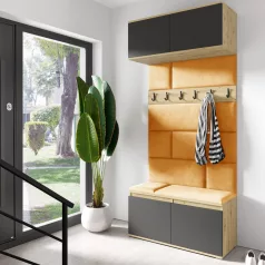   Blum 23 kárpitozott előszobafal, artisan/fekete - sárga 26 - egyedi