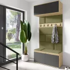 Blum 23 kárpitozott előszobafal, artisan/fekete - oliva zöld 27 - egyedi