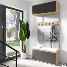   Blum 23 kárpitozott előszobafal, artisan/fekete - ezüst 32 - egyedi