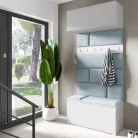 Blum 23 kárpitozott előszobafal, fehér - aqua 22 - egyedi