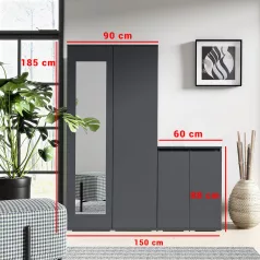 Blum 24 előszobafal tükörrel, fehér
