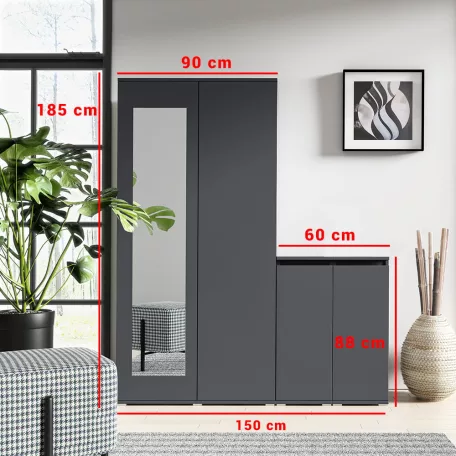 Blum 24 előszobafal tükörrel, fehér