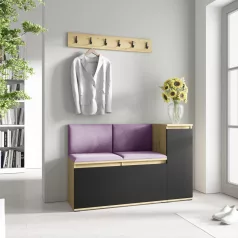  Blum 25 kárpitozott előszobafal, artisan/fekete - lila 11 - egyedi
