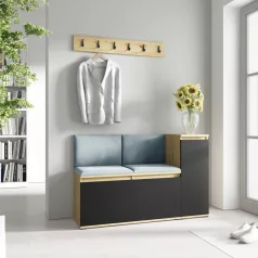   Blum 25 kárpitozott előszobafal, artisan/fekete - aqua 22 - egyedi