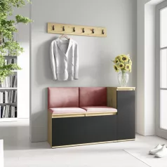   Blum 25 kárpitozott előszobafal, artisan/fekete - rózsaszín 23 - egyedi