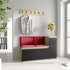   Blum 25 kárpitozott előszobafal, artisan/fekete - rubinvörös 24 - egyedi