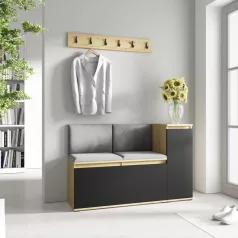   Blum 25 kárpitozott előszobafal, artisan/fekete - ezüst 33 - egyedi
