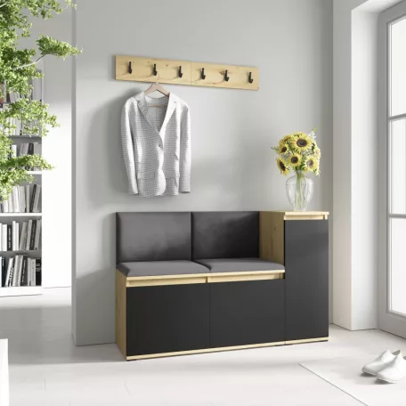 Blum 25 kárpitozott előszobafal, artisan/fekete - szürke 34