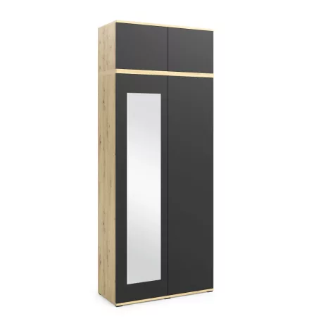 Blum 26 kárpitozott előszobafal tükörrel, artisan/fekete - bézs 03