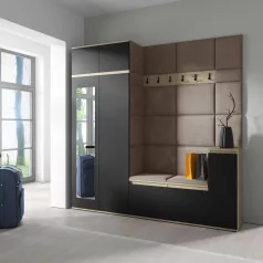   Blum 26 kárpitozott előszobafal tükörrel, artisan/fekete - barna 05