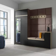   Blum 26 kárpitozott előszobafal tükörrel, artisan/fekete - barna 06