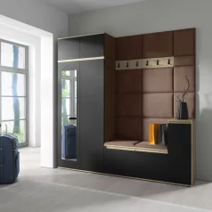   Blum 26 kárpitozott előszobafal tükörrel, artisan/fekete - barna 07