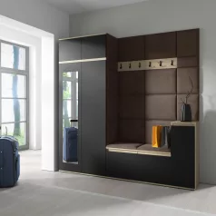   Blum 26 kárpitozott előszobafal tükörrel, artisan/fekete - barna 08